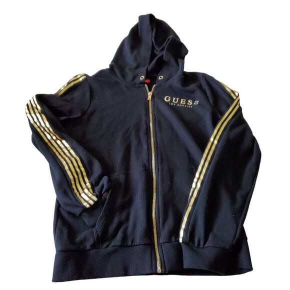 Retro Guess Los Angeles Zip Up Hoodie Sweatshirt with Gold Lettering - Picture 4 of 13